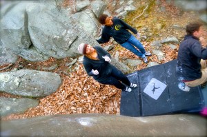 After a handful of quivery boulder problems, I finally got my head on when I sent The Seam...here I am a happy camper!