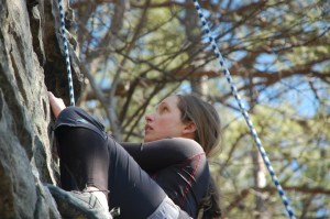 My friend with neutral facial expression, breathing before a big move.