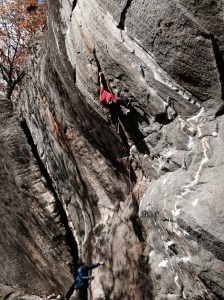 Paul on Jaws II (15a), truly inspiring athlete, work hard, dedication, & passion for climbing.